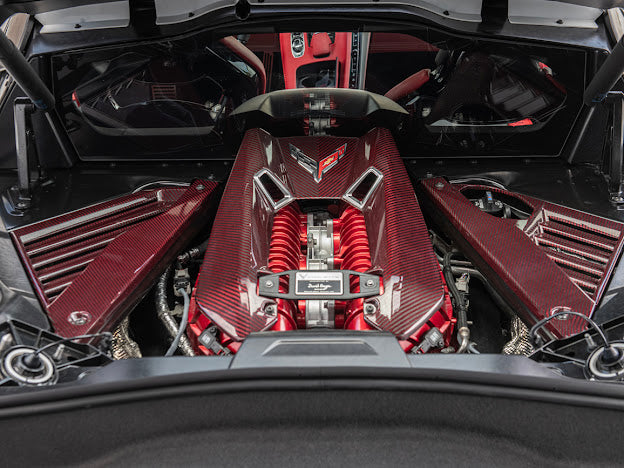 2023-Up Corvette C8 Z06 Coupe | RED CARBON FIBER Engine & Bay Panel Cover